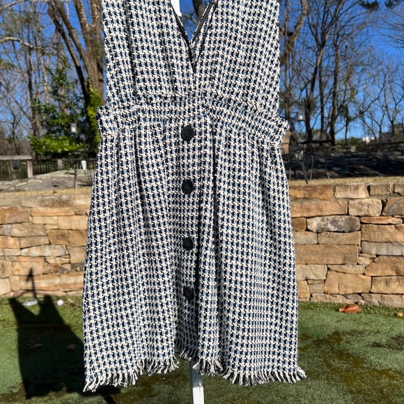 ZARA Tweed Button-Front Pinafore Mini Dress - Picture 6 of 16